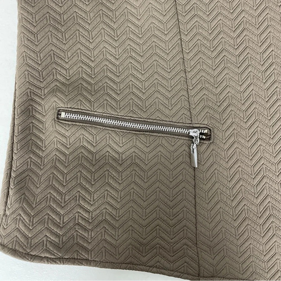 Chico’s Jacket Open Blazer Size 3 XL Chevron Taupe Neutral Classic Spring - Picture 5 of 12